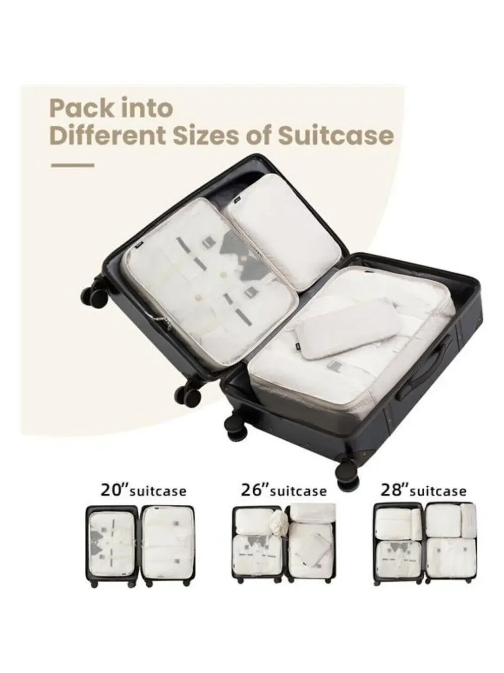 Travel Packing Cubes Set Luggage Organizer Bags for Suitcase Carry On Trip